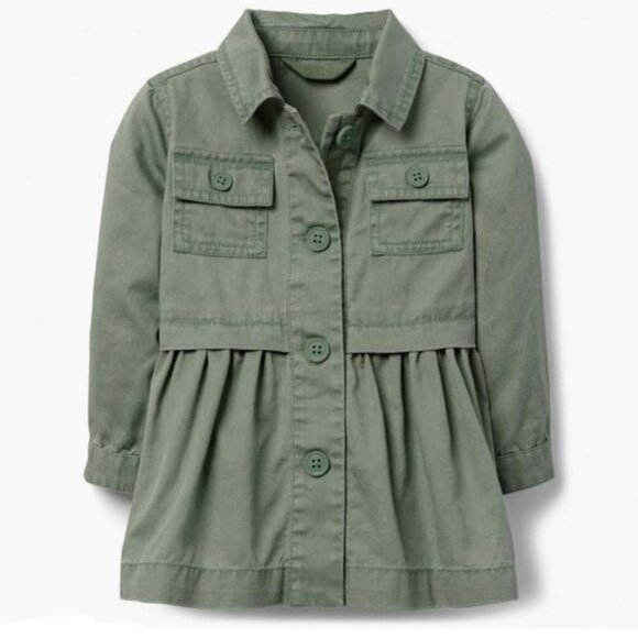Gymboree Green Cotton Peplum Utility Jacket Size Large 10-12 - Picture 1 of 7
